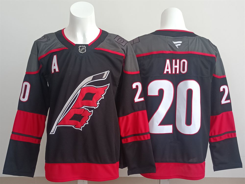 Men 2025 Carolina Hurricanes #20 Aho Black Fanatics Home Premium NHL Jersey style 1->carolina hurricanes->NHL Jersey